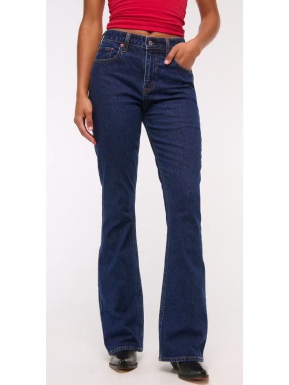 NWT Abercrombie & Fitch Curve Love Mid Rise Bootcut Jean-sz 27 Short